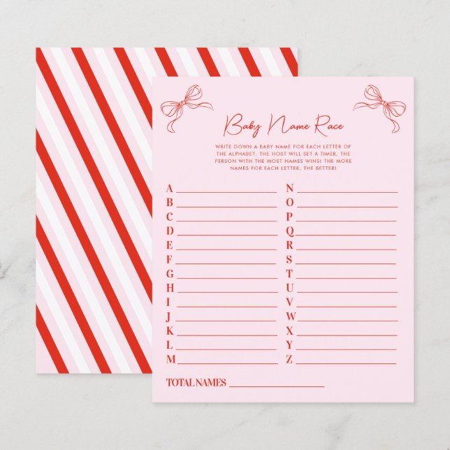 Jeu de course pour le nom de bébé de Noël rose des (Devant / Derrière)