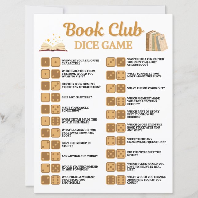 Jeu de dés pour club de lecture (Devant)