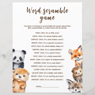 Jeu de désordre de mots Animaux de la forêt Baby S