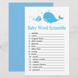 jeu de désordre de mots Bébé Baleine Bleue