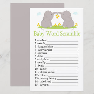 jeu de désordre de mots bébé éléphant
