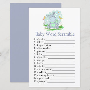 Jeu de désordre de mots Bébé Hippopotame Bébé