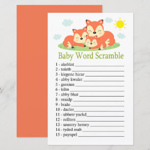 Jeu de désordre de mots bébé renard endormi