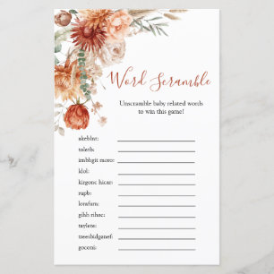 Jeu de désordre de mots de Baby Shower Fleur de ca