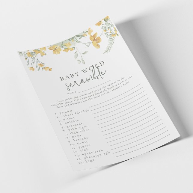 Jeu de désordre de mots de Baby Shower 'Fleurs Jau (Créateur téléchargé)