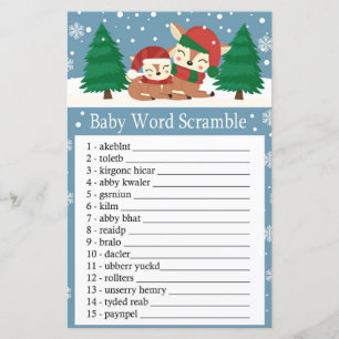 Jeu de désordre de mots de bébé cerf de Noël