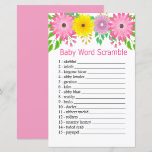 Jeu de désordre de mots de bébé fleurs colorées