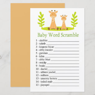 jeu de désordre de mots de bébé girafe