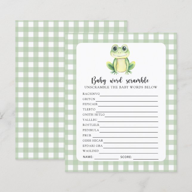 Jeu de désordre de mots de bébé grenouille mignon (Devant / Derrière)