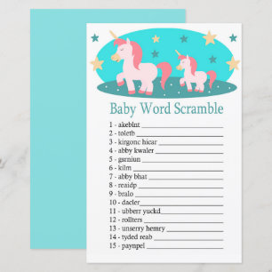 jeu de désordre de mots de bébé licorne mignon