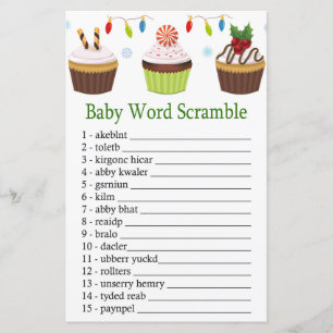 jeu de désordre de mots de cupcakes de Noël Bébé