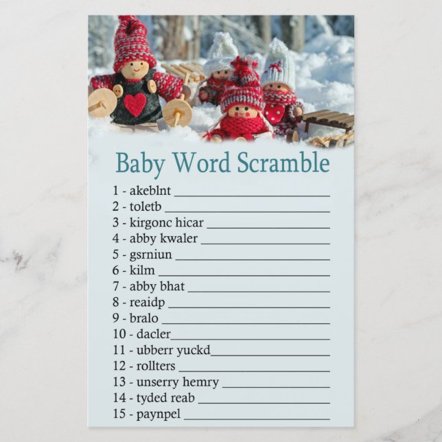 jeu de désordre de mots de lutin de Noël bébé (Devant)