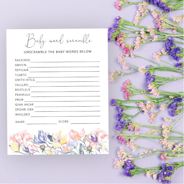 Jeu de désordre de mots Fleurs sauvages Baby Showe (Créateur téléchargé)