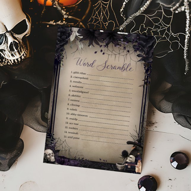 Jeu de désordre de mots gothiques et ensorcelants  (Witchy Baby Shower Word Scramble Game)