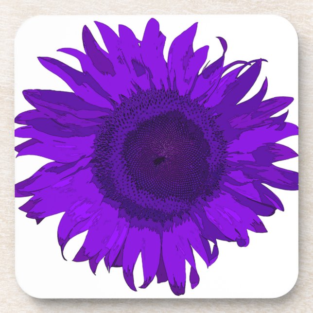 Jeu de Dessous de verre de liège de tournesol viol (Devant)