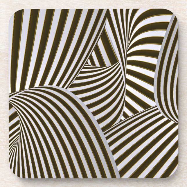 Jeu de Dessous de verre en plastique dur 3D Twists (Devant)