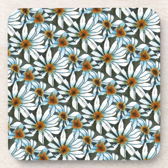 Jeu de Dessous de verre floraux "Motif marbré #1" (Devant)