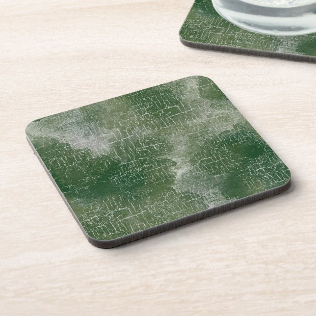 Jeu de Dessous de verre vert pin, Grunge Abstrait  (Côté gauche)