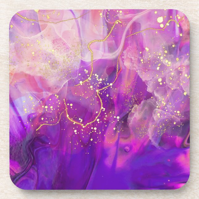 Jeu de Dessous de verre violet et or (Devant)