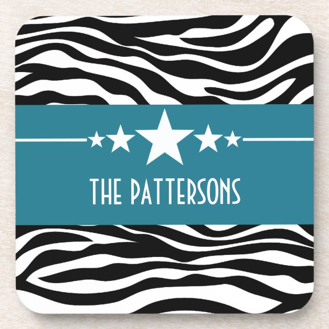 Jeu de Dessous de verre Zebra Star Blue Sassy (Devant)