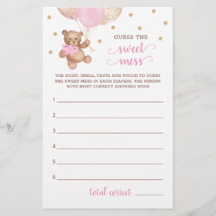Jeu de devinette Baby Shower Teddy Bear Sweet Mess