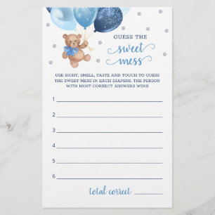 Jeu de devinette Baby Shower Teddy Bear Sweet Mess