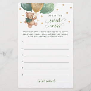 Jeu de devinette Baby Shower Teddy Bear Sweet Mess