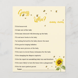 Jeu de devinette Baby Shower Tournesol et Papillon