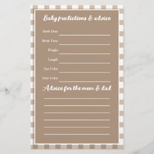 Jeu de devinette Brown En vichy Baby shower