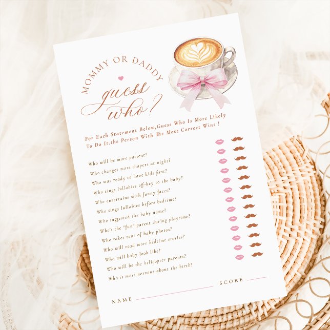 Jeu de devinette Café Coquette Maman ou Papa Bébé (Créateur téléchargé)