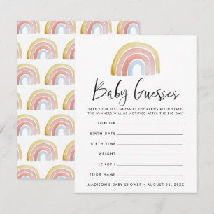 Jeu de devinette de baby shower arc-en-ciel aquare