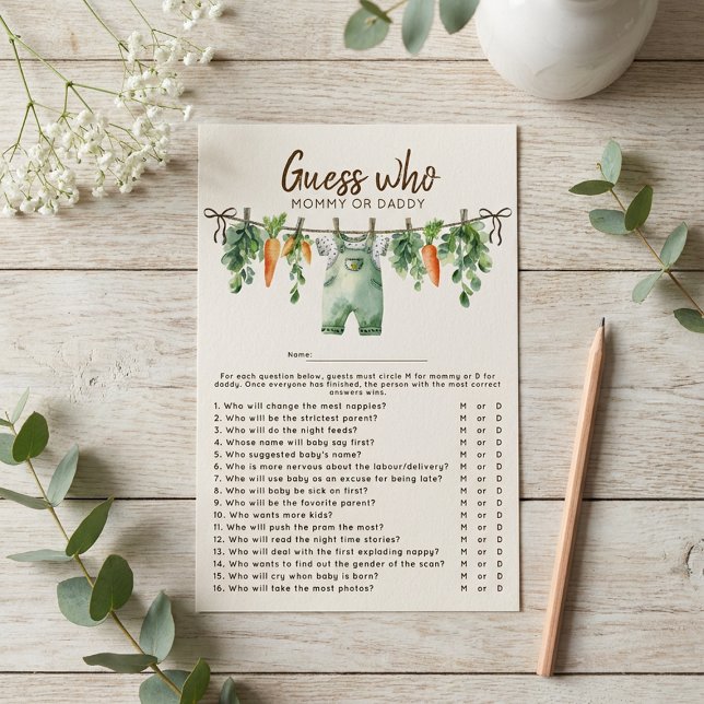 Jeu de devinette de bébé 'Locally Grown' pour la f (Créateur téléchargé)