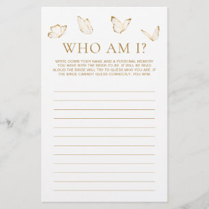 Jeu de devinette de mariage papillon blanc et or p