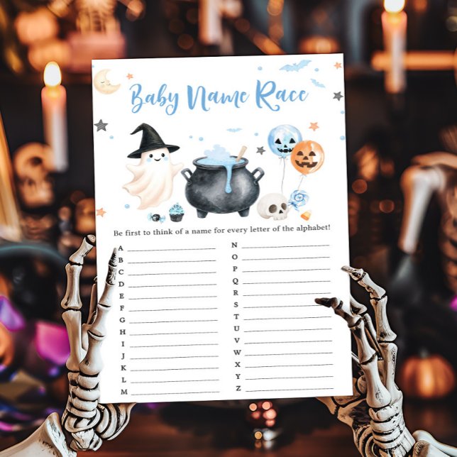 Jeu de devinette de nom de bébé Blue Ghost Little  (Boy Little Boo Baby Shower Baby Name Race Game)