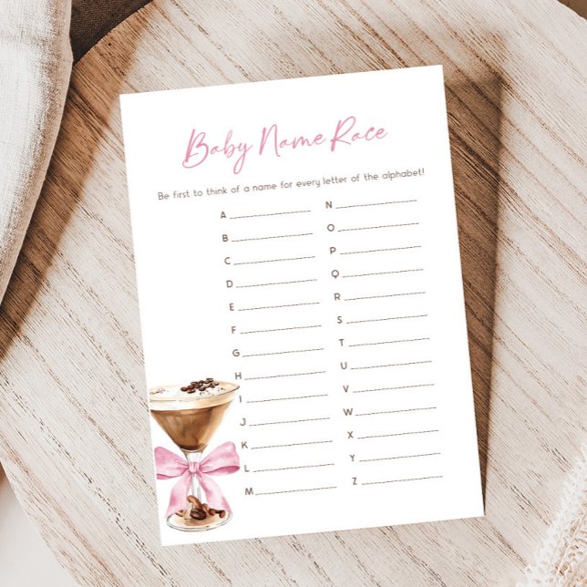 Jeu de devinette de nom de bébé Espresso Martini B (Espresso Baby Shower Game)