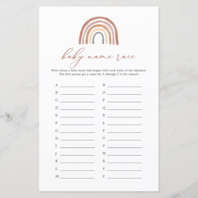 Jeu de devinette de nom de bébé Shower arc-en-ciel (Devant)