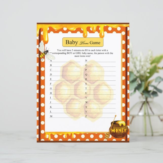 Jeu de devinette de nom pour Baby Shower Sweet Hon (Debout devant)