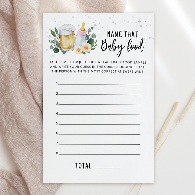 Jeu de devinette de nourriture pour bébé - Bébé es (Greenery and Beer Baby Brewing Baby Shower Name That baby food Game)