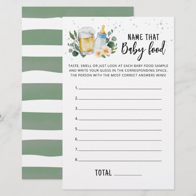 Jeu de devinette de nourriture pour bébé Greenery  (Devant / Derrière)