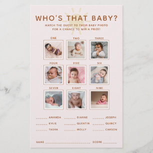 Jeu de devinette de photo de bébé pour Baby Shower