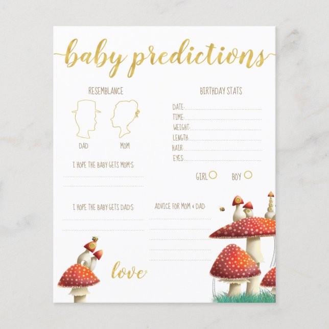 Jeu de devinette de prédictions bébé Champignons & (Devant)