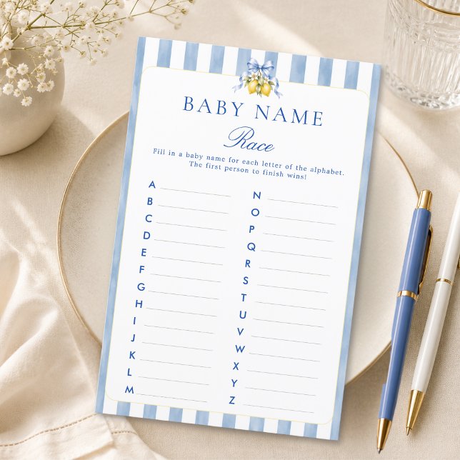 Jeu de devinette de prénom de bébé Baby Shower Côt (Créateur téléchargé)