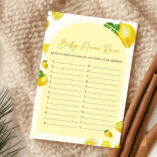 Jeu de devinette de prénom pour Baby Shower Citron