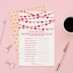 Jeu de devinette de prix Baby Shower Cœurs suspend