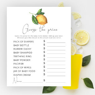 Jeu de devinette de prix de baby shower au citron