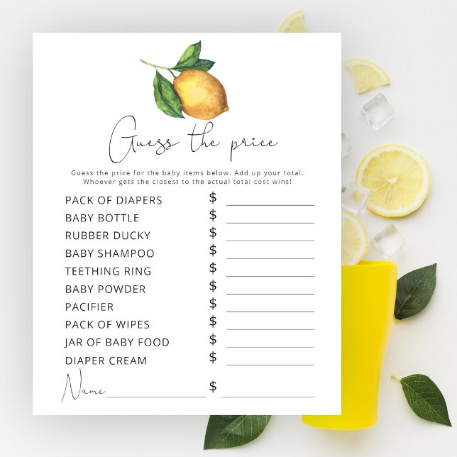 Jeu de devinette de prix de baby shower au citron  (Créateur téléchargé)