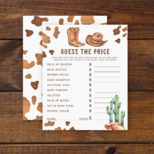 Jeu de devinette de prix de Baby shower Western aq