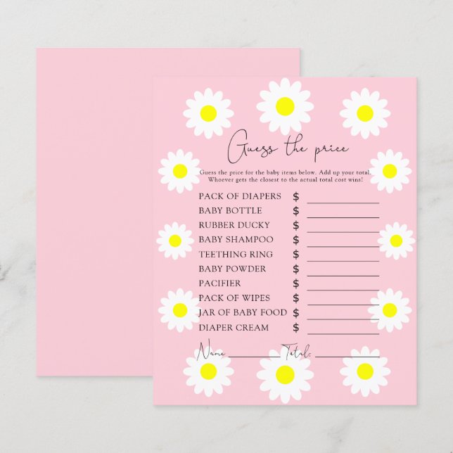 Jeu de devinette de prix de marguerite de fleurs s (Devant / Derrière)