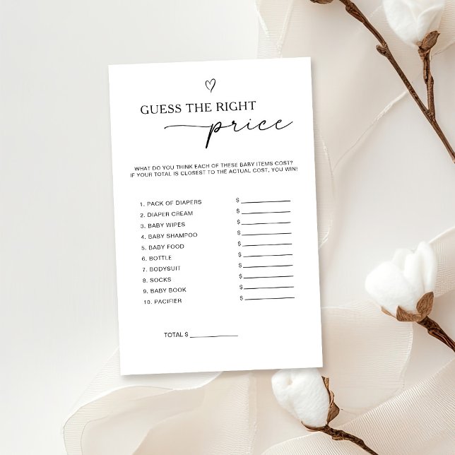 Jeu de devinette de prix pour Baby Shower (Créateur téléchargé)