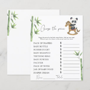 Jeu de devinette de prix pour baby shower Ours Pan